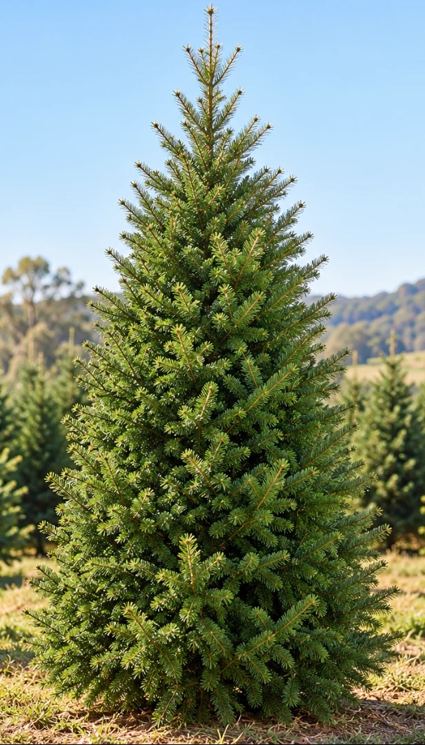 A real Christmas tree growing in the field